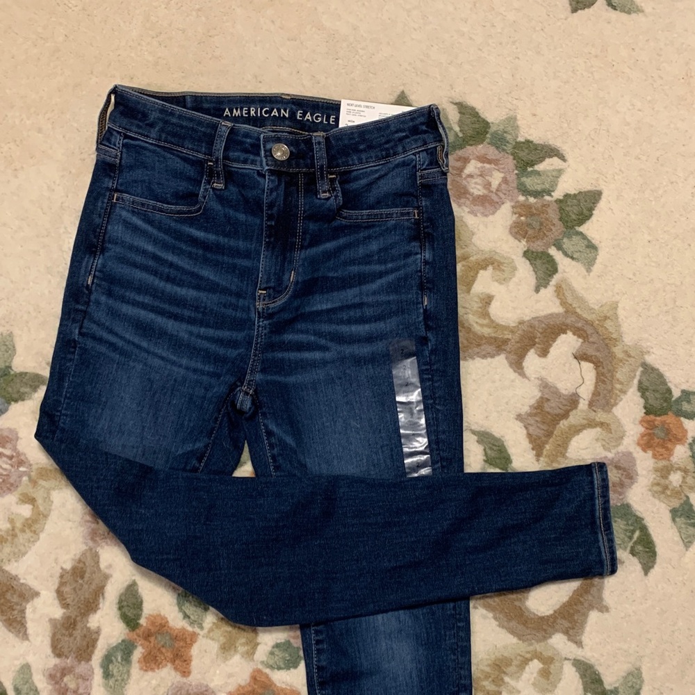 American Eagle Womens Deep Blue High Rise Jeggings Size 2, Waist 26 New with Tag
